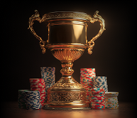Championship trophy with poker chips